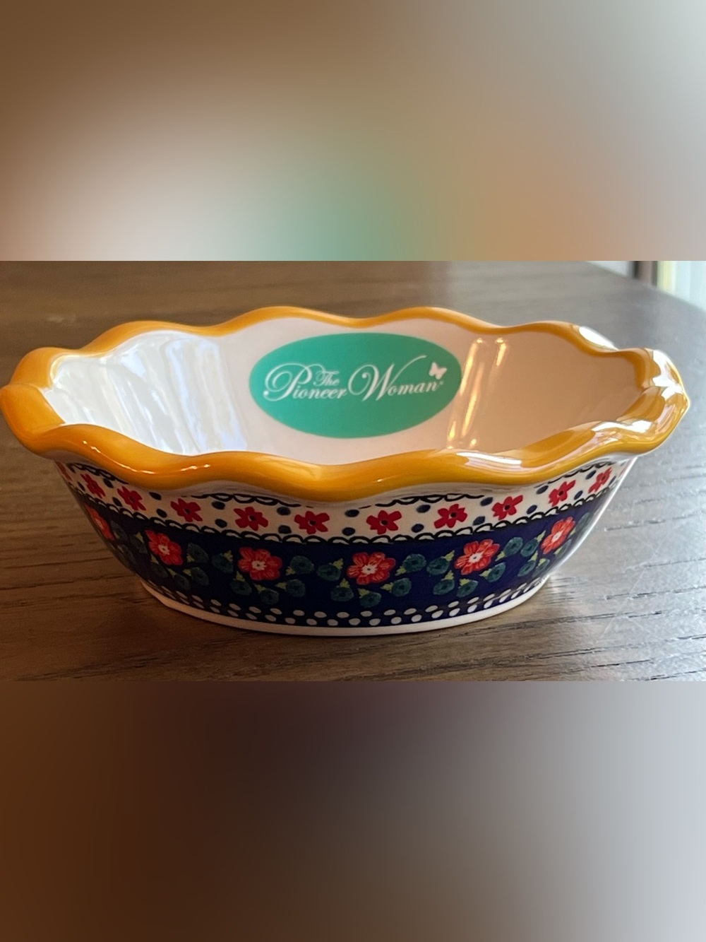 NWT Pioneer Woman Fiona Floral Blue Mini Pie Pan 5.5” Stoneware Dish
